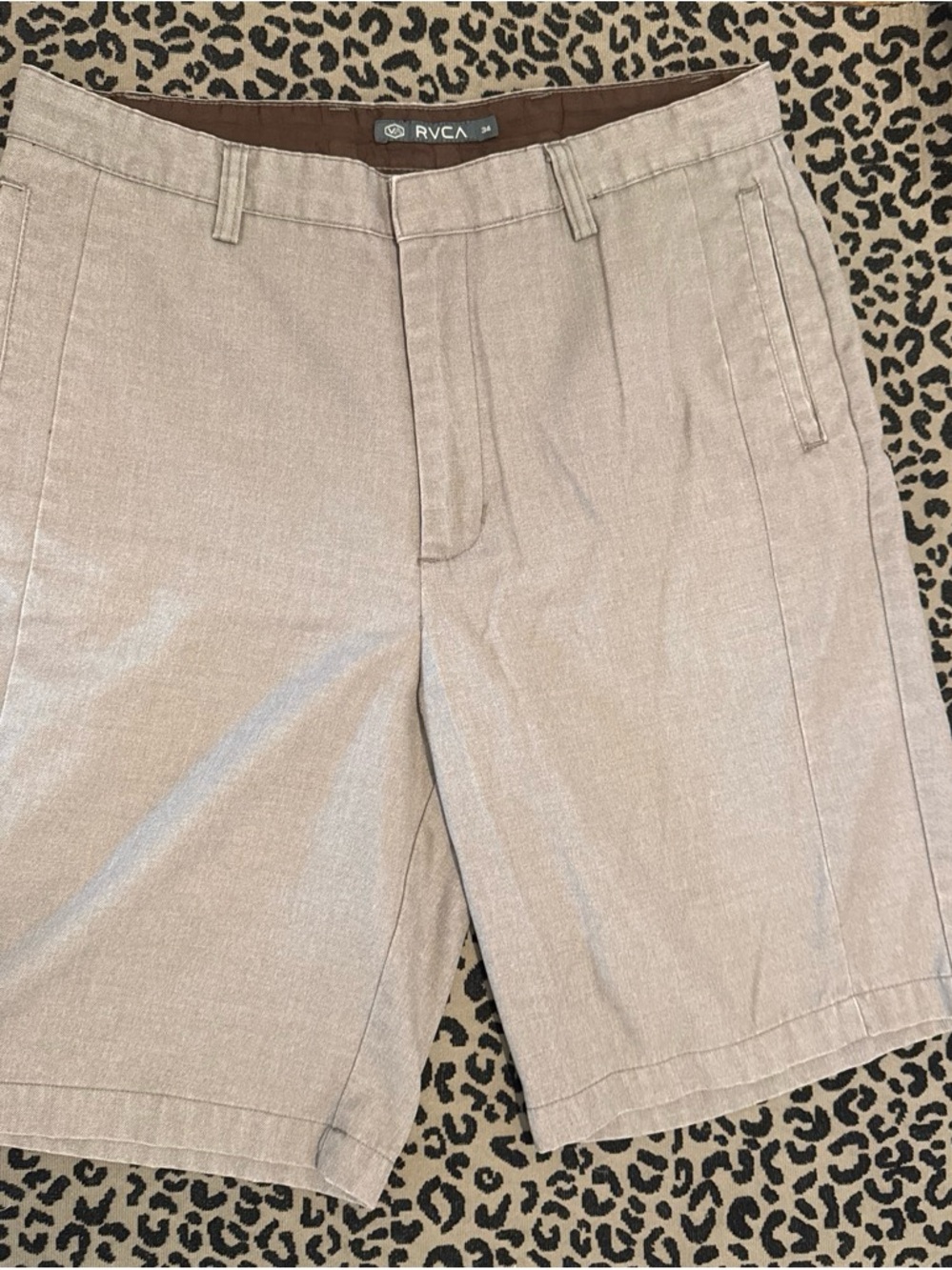 RVCA Men's Light Tan Flat-Front Shorts